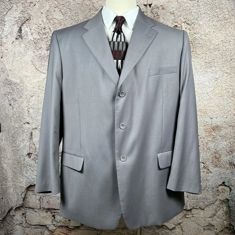 Caravelli Collezione Men's Gray Two Button Blazer Super 150's See Pics For Size